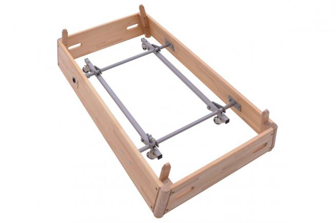 5-PART SLOPING VAULTING BOX, NATURAL LEATHER, TRANSPORT TROLLEY (3)